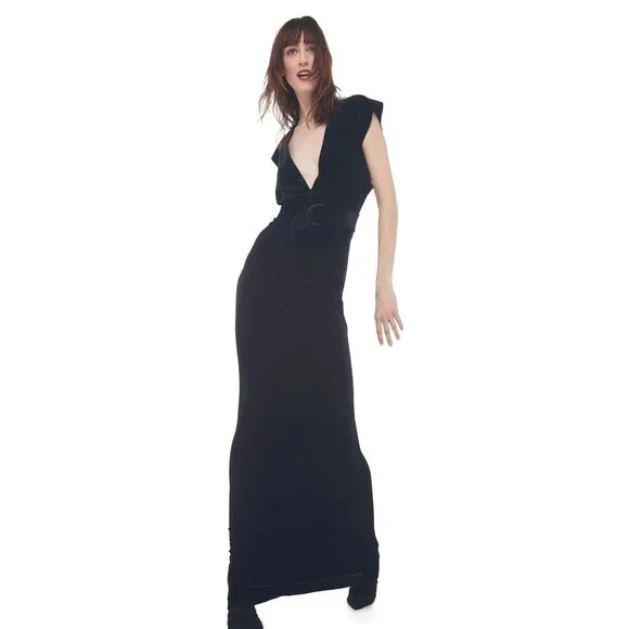 Norma Kamali V Neck Rectangle Gown in Black Small New Womens Long Dress - Picture 16 of 16